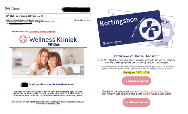 Réductions illégales Wellness Kliniek Genk